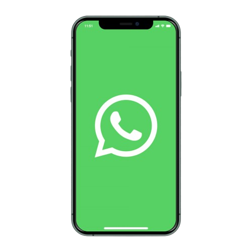 Iphone with Whatsapp logo on screen on transparent background PNG removebg preview